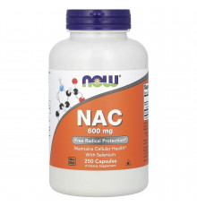 Ацетилцистеїн, NAC (N-Acetyl Cysteine), Now Foods, 600 мг, 250 вегетаріанських капсул