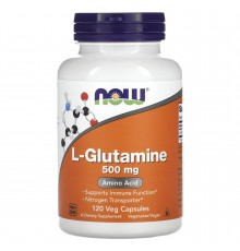 L-глютамин, L-Glutamine, Now Foods, 500 мг, 120 вегетарианских капсул