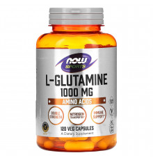 L-глютамін, L-Glutamine, Now Foods, Sports, подвійна сила, 1000 мг, 120 вегетаріанських капсул