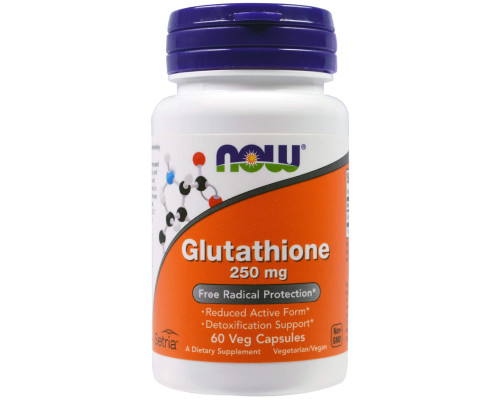 Глутатіон, Glutathione, Now Foods, 250 мг, 60 вегетаріанських капсул