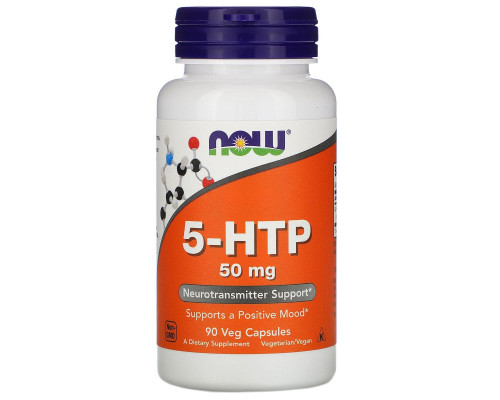5-HTP, 5-гідрокситриптофан, 5-HTP, NOW Foods, 50 мг, 90 вегетаріанських капсул