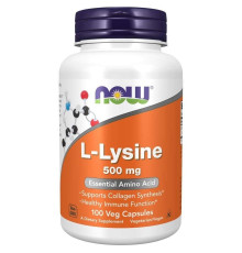 L-лизин, L-Lysine, Now Foods, 500 мг, 100 вегетарианских капсул