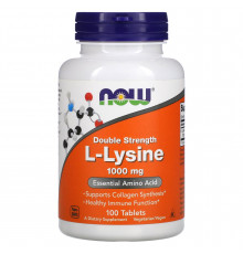 L-лизин, L-Lysine, Now Foods, двойная сила, 1000 мг, 100 таблеток