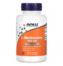Метіонін, L-Methionine, Now Foods, 500 мг, 100 капсул.
