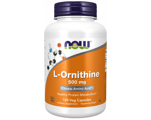 L-орнітин, L-Ornithine, Now Foods, 500 мг, 120 вегетаріанських капсул