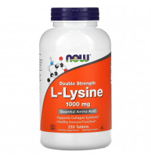 L-лизин, L-Lysine, Now Foods, двойная сила, 1000 мг, 250 таблеток