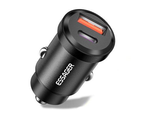 Автомобільне зарядне Essager ES-CC07 30W USB+Type-C black