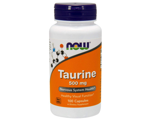 Таурин, Taurine, Now Foods, 500 мг, 100 вегетаріанських капсул