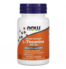 L-теанін, L-Theanine, Now Foods, подвійна сила, 200 мг, 60 вегетаріанських капсул