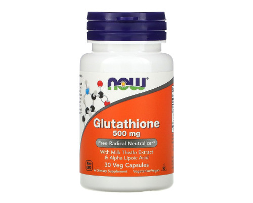 Глутатіон, Glutathione, Now Foods, 500 мг, 30 капсул