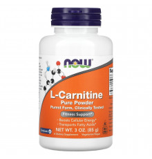 L-карнитин, L-Carnitine, Now Foods, чистый порошок, 85 г