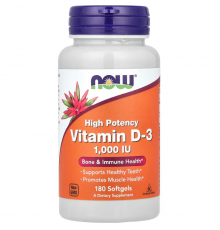 Вітамін D-3, Vitamin D-3, NOW Foods, високоефективний, 1000 МО, 180 гелевих капсул