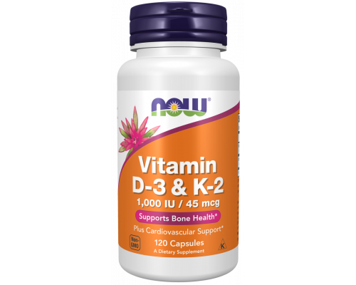 Вітамін D3 та К2, Vitamin D-3 & K-2, Now Foods, 120 капсул