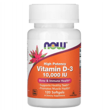 Вітамін D-3, Vitamin D-3, NOW Foods, високоефективний, 10000 МО, 120 гелевих капсул