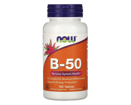 Вітаміни В-50 комплекс, Vitamin B-50, Now Foods, 100 таблеток