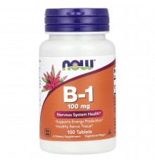 Тіамін, Вітамін В1, Vitamin B-1, NOW Foods, 100 мг, 100 таблеток