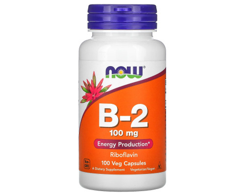 Рибофлавін, Vitamin B-2, Now Foods, 100 мг, 100 капсул