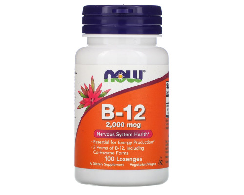 Вітамін В12, Vitamin B-12, Now Foods, 2000 мкг, 100 льодяників
