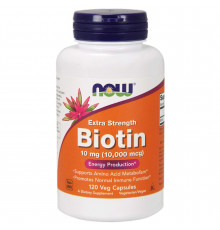 Біотин, Biotin, Now Foods, підвищена міцність, 10 мг (10000 мкг), 120 вегетаріанских капсул