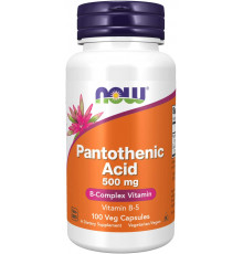 Пантотенова кислота, Pantothenic Acid, Now Foods, 500 мг, 100 вегетаріанських капсул