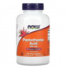 Пантотенова кислота, Pantothenic Acid, Now Foods, 500 мг, 250 рослинних капсул