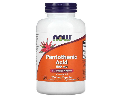 Пантотенова кислота, Pantothenic Acid, Now Foods, 500 мг, 250 рослинних капсул