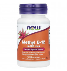 Вітамін В12, Methyl B-12, NOW Foods, метил, 5000 мкг, 120 льодяників