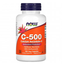 Вітамін С та аскорбат кальцію, Vitamin C-500 Calcium Ascorbate-C, NOW Foods, 100 вегетаріанських капсул