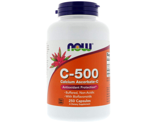 Аскорбат кальцію, вітамін С, Vitamin C-500, Calcium Ascorbate-C, Now Foods, 250 капсул
