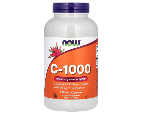 Вітамін С-1000 з біофлавоноїдами, C-1000, Now Foods, 250 вегетаріанських капсул