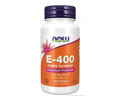 Вітамін Е, E-400, NOW Foods, 268 мг (400 МО), 100 гелевих капсул