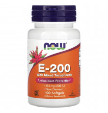 Вітамін Е зі змішаними токоферолами, E-200, Now Foods, 134 мг (200 МО), 100 гелевих капсул
