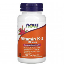 Вітамін К-2, Vitamin K-2, Now Foods, 100 мкг, 100 вегетаріанських капсул