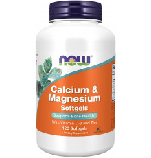 Кальцій та магній, Calcium & Magnesium, Now Foods, з вітаміном D-3 та цинком, 120 гелевих капсул