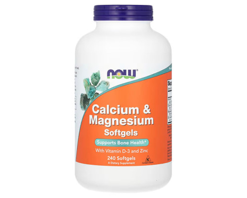 Кальцій та магній, Calcium & Magnesium, Now Foods, з вітаміном D-3 та цинком, 240 гелевих капсул