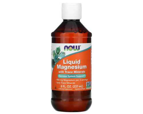 Магній, Magnesium, Now Foods, з концентрату мікроелементів, рідкий, 237 мл