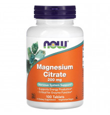 Магній цитрат, Magnesium Citrate, NOW Foods, 200 мг, 100 таблеток