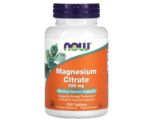 Магній цитрат, Magnesium Citrate, NOW Foods, 200 мг, 100 таблеток