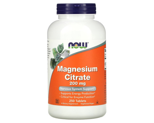 Магній цитрат, Magnesium Citrate, Now Foods, 200 мг, 250 таблеток