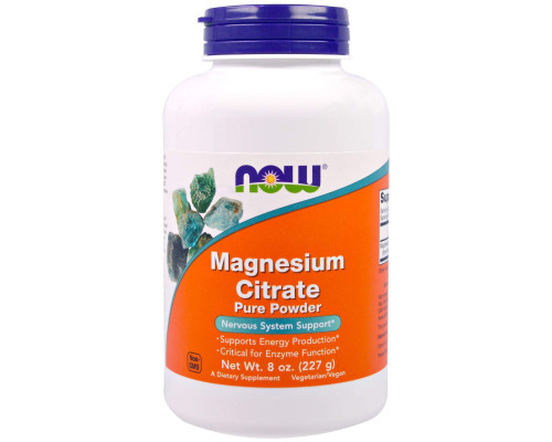 Магнію цитрат, Magnesium Citrate, NOW Foods, 100% чистий порошок, 227 г