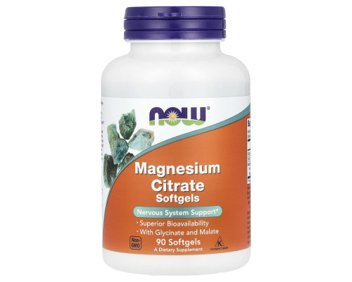 Магній цитрат, Magnesium Citrate, NOW Foods, 400 мг, 90 гелевих капсул (133 мг в одній гелевій капсулі)
