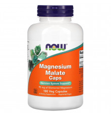 Магнію малат, Magnesium Malate Caps, NOW Foods, 180 вегетаріанських капсул