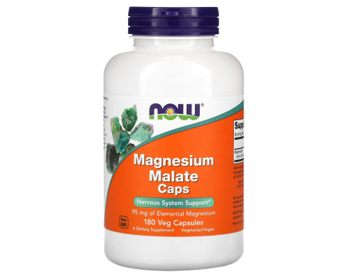 Магнію малат, Magnesium Malate Caps, NOW Foods, 180 вегетаріанських капсул