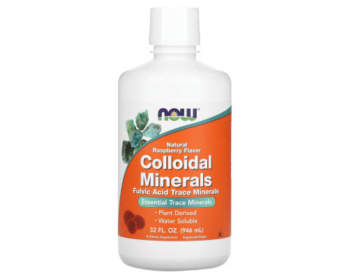 Колоїдні мінерали, Colloidal Minerals, Now Foods, смак малини, 946 мл