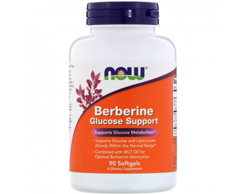 Підтримка рівня глюкози з берберином, Berberine Glucose Support, Now Foods, 90 гелевих капсул