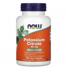 Калій цитрат, Potassium Citrate, Now Foods, 99 мг, 180 вегетаріанських капсул