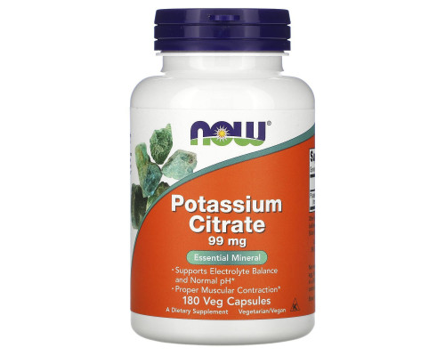 Калій цитрат, Potassium Citrate, Now Foods, 99 мг, 180 вегетаріанських капсул