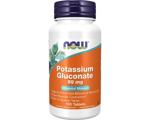 Калій глюконат, Potassium Gluconate, Now Foods, 99 мг, 100 таблеток