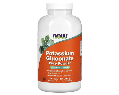 Калію глюконат, Potassium Gluconate, Now Foods, чистий порошок, 454 г