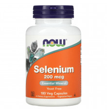 Селен, Selenium, Now Foods, 200 мкг, 180 вегетаріанських капсул